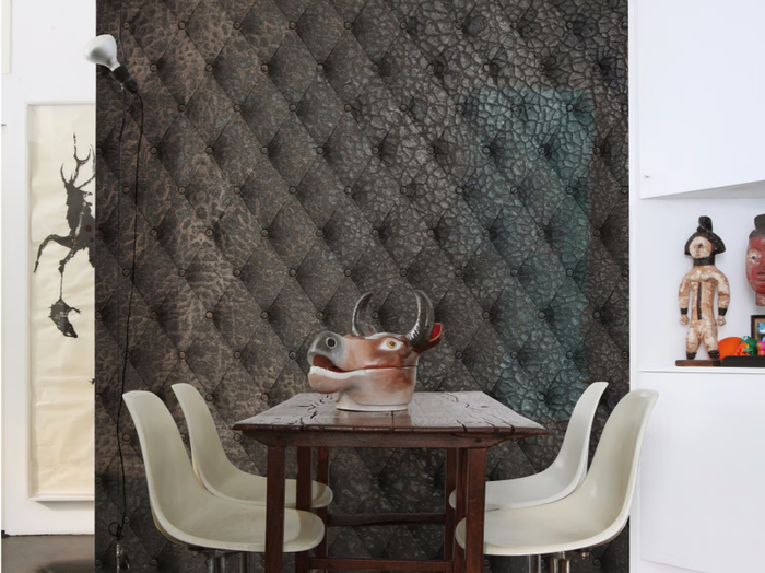 COSTURA - Geometric panoramic textile effect wallpaper _ Inkiostro Bianco